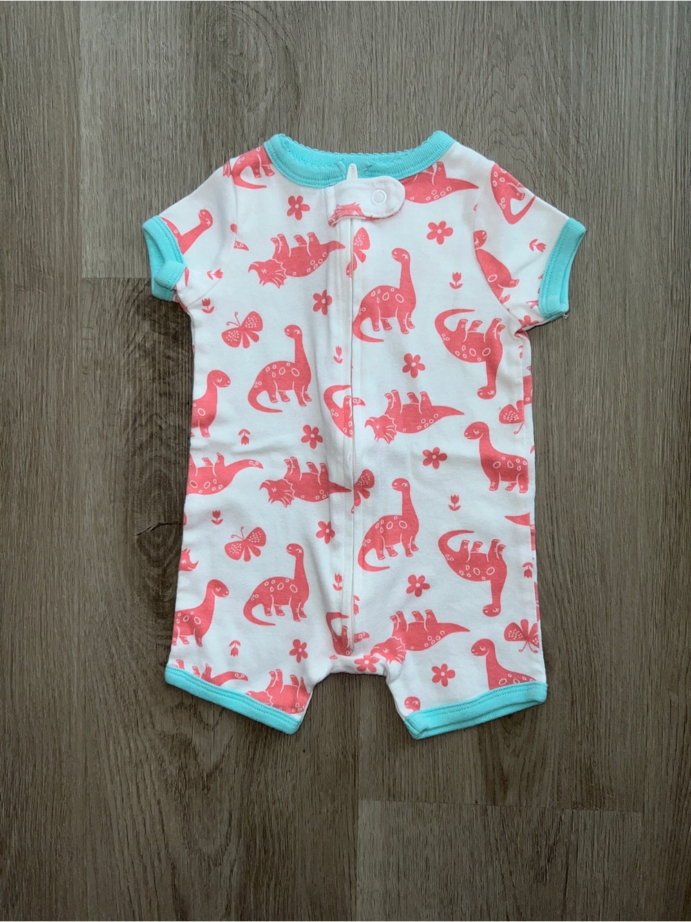 Carters Baby Girls Size 3 Months Short Sleeve Pink Dinosaur Romper